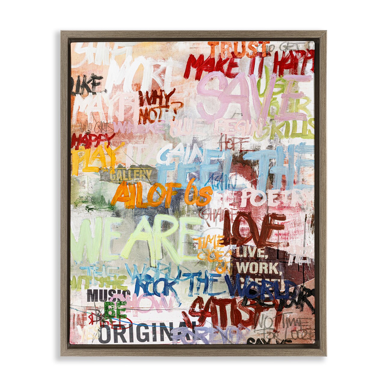 Stupell Industries Modern Graffiti Phrases Floater Framed Canvas Wall Art Design by Design Fabrikken